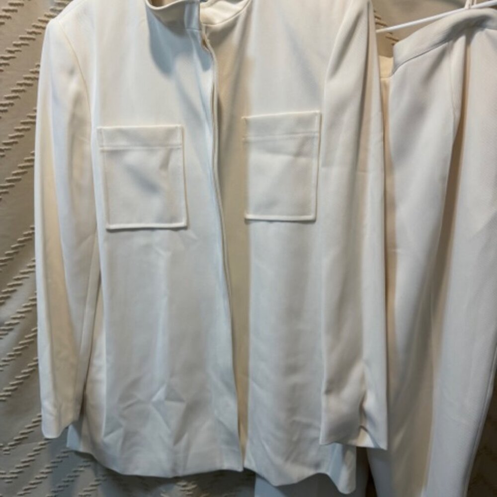 John Meyer Norwich Pantsuit 14 Ivory Vintage 90s Lined Made Romania - Picture 4 of 16
